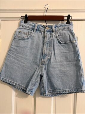 Zara Light Blue High-Waist Denim Jean Shorts